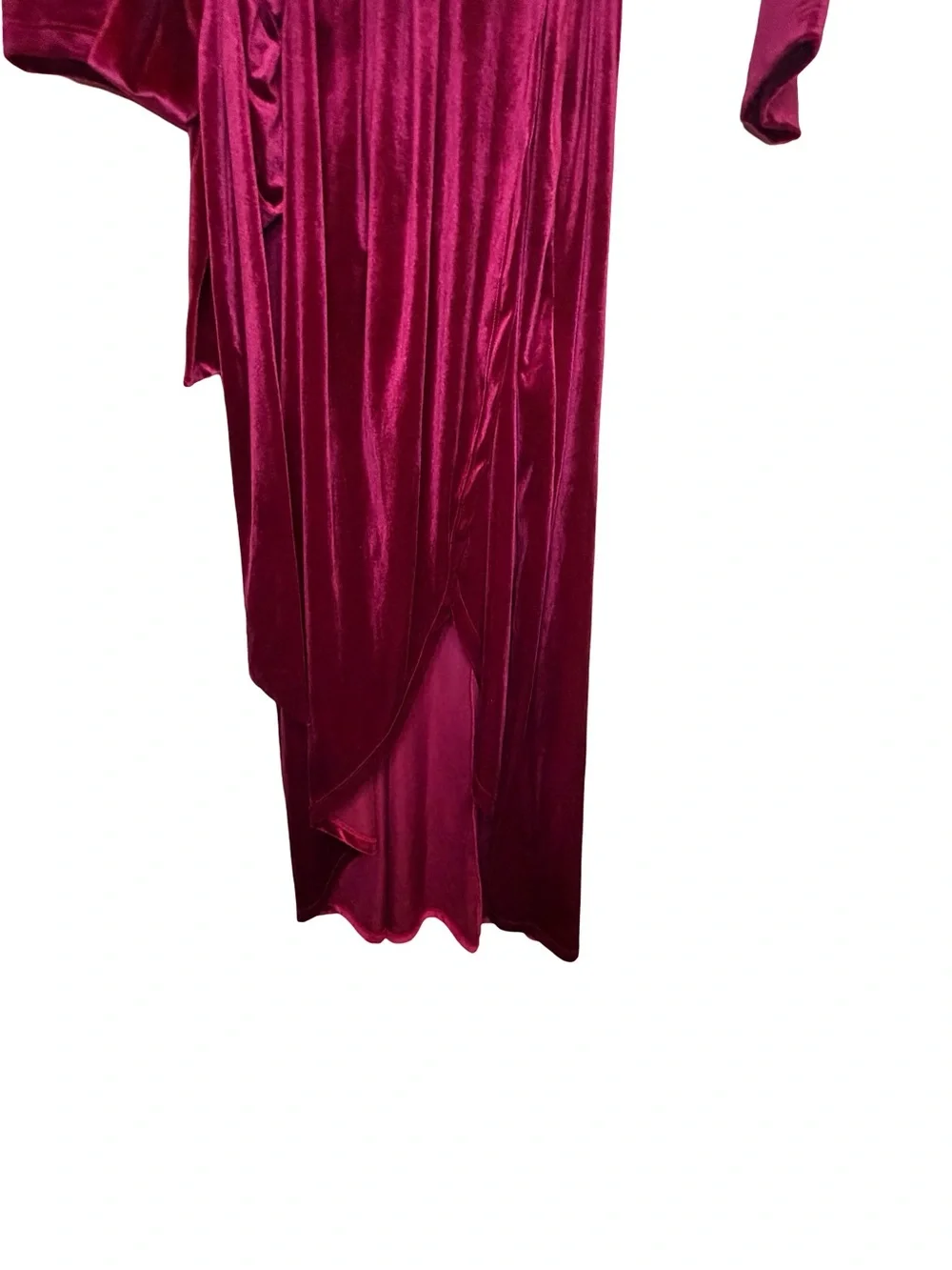 Eloquii Velvet Wrap Midi Dress Berry Magenta Deep V Hi-Low Plus Size 26 - Picture 4 of 6